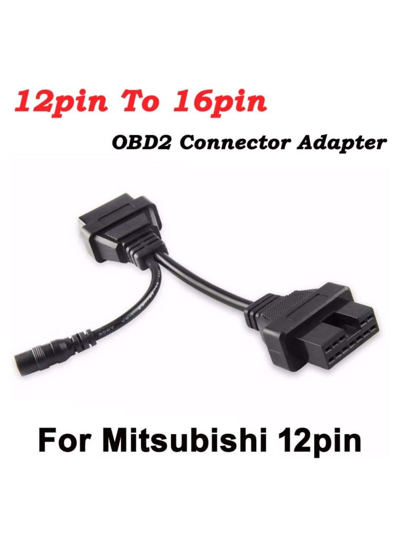 Generic - Diagnostic Tool Adapter Connector Cable for Mitsubishi dlc Connector Adapter 12 Pin Male to OBD 16 Pin Female OBD Diagnostic Compatible OBD2 Connect Cable with Power Adapter - Image 1