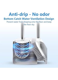 Arabest Toilet Brush and Bracket, Silicone Toilet Brush with Bracket, Toilet Cleaning Set for Cleaning Bathrooms, Rust Proof and Anti Slip Long Handle Toilet Brush with Bracket  - Image 3