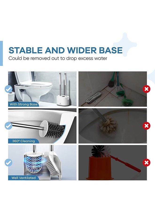 Arabest Toilet Brush and Bracket, Silicone Toilet Brush with Bracket, Toilet Cleaning Set for Cleaning Bathrooms, Rust Proof and Anti Slip Long Handle Toilet Brush with Bracket  - Image 5