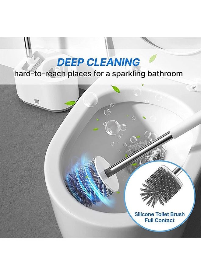 Arabest Toilet Brush and Bracket, Silicone Toilet Brush with Bracket, Toilet Cleaning Set for Cleaning Bathrooms, Rust Proof and Anti Slip Long Handle Toilet Brush with Bracket  - Image 2