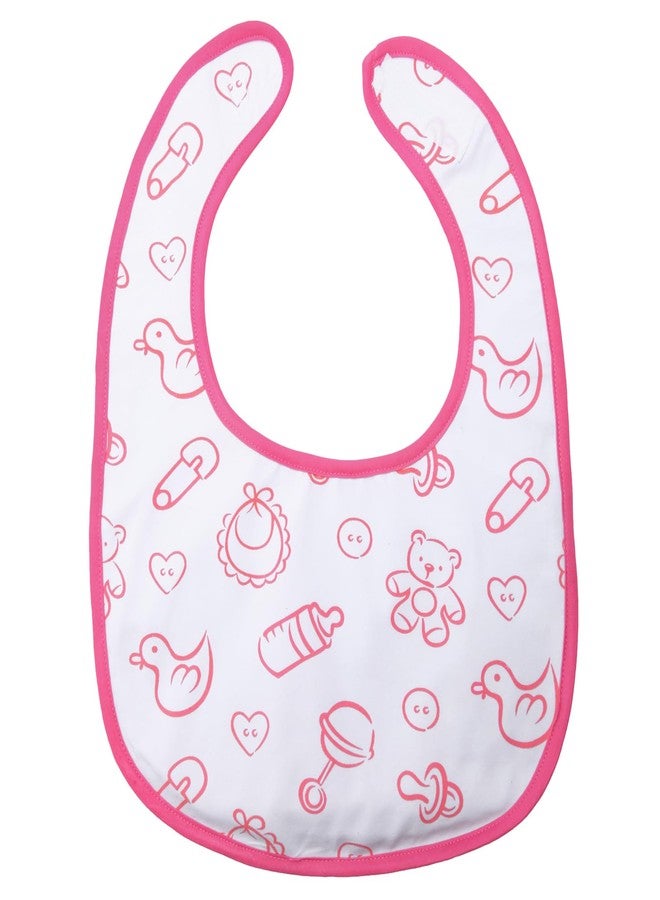 Littleforbig Cotton Waterproof Babydoll Printed Adult Bib with Adjustable Hook-and-Loop Fastener Closure - Nursery Pink Adult Bib - Image 1