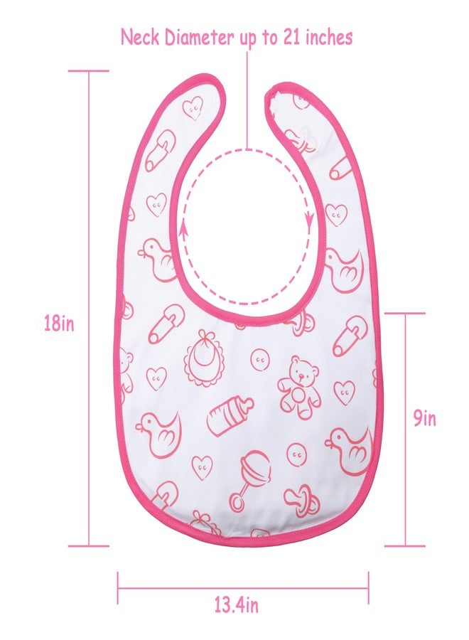 Littleforbig Cotton Waterproof Babydoll Printed Adult Bib with Adjustable Hook-and-Loop Fastener Closure - Nursery Pink Adult Bib - Image 5