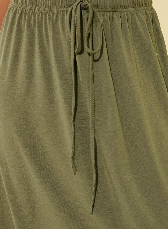 Take Two Solid A-Line Midi Skirts with Drawstring  - Image 3