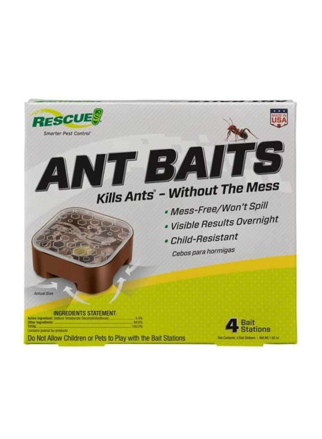 Rescue Ant Baits  Ant Killer Bait Stations Mess Free Indoor & Outdoor Ant Control, Child-Resistant, 4 Bait Stations - Image 1