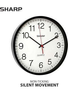 SHARP Wall Clock – Black Silent Non Ticking 12 Inch Quality Quartz Battery Operated Round Easy To Read Home Kitchen Office Classroom School Clocks Sweep Movement  - Image 2