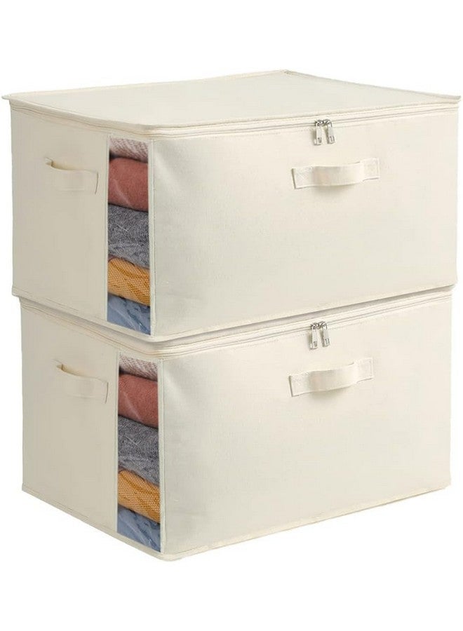 Golden Bird Golden bird Large Canvas Comforter Storage Bags Closet Organizer for Clothes Sweater Blanket Clothes Organizer with Dual Zipper (18 inches L,14 inches H, 7 inches W) (2 pcs) - Image 1
