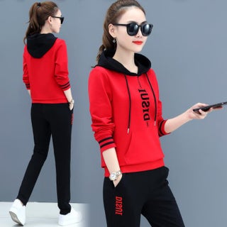 Fashion Suit Womens 2023 Spring and Autumn New Elegant Korean Style Loose Slimming Casual Sweater Sportswear Two-piece Set Red - pzsku/ZBBA887FE612B5278FED4Z/45/1746224881/880b1720-5ea4-49b9-94a8-88bd7226d2c4