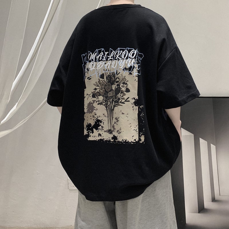 Internet Celebrity Short-Sleeved T-Shirt Men'S Ins Trendy All-Match Summer Half-Sleeved Trendy Brand Super Popular Student T-Shirt High Street Style - Image 2