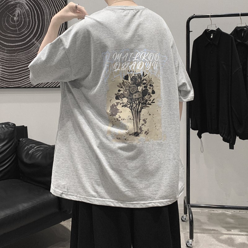 Internet Celebrity Short-Sleeved T-Shirt Men'S Ins Trendy All-Match Summer Half-Sleeved Trendy Brand Super Popular Student T-Shirt High Street Style - Image 4