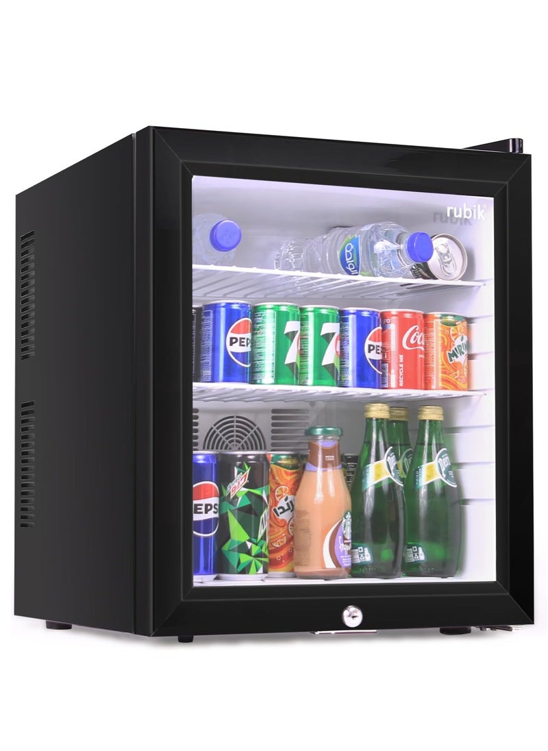 Rubik Hotel Mini Fridge 40L With Glass Door & Key Lock, Semi-conductor Refrigerator (no compressor) AC 220V for Beverages Food Drinks Skincare Great for Home Office Bedroom Gaming  - Image 1