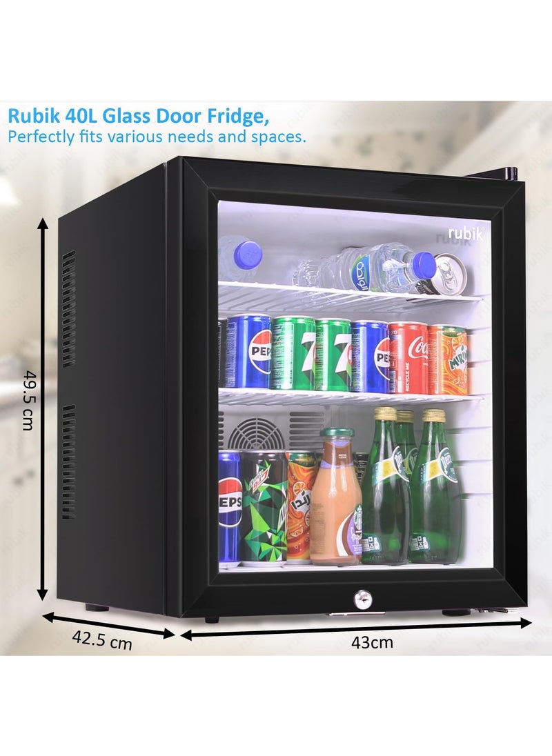 Rubik Hotel Mini Fridge 40L With Glass Door & Key Lock, Semi-conductor Refrigerator (no compressor) AC 220V for Beverages Food Drinks Skincare Great for Home Office Bedroom Gaming  - Image 3