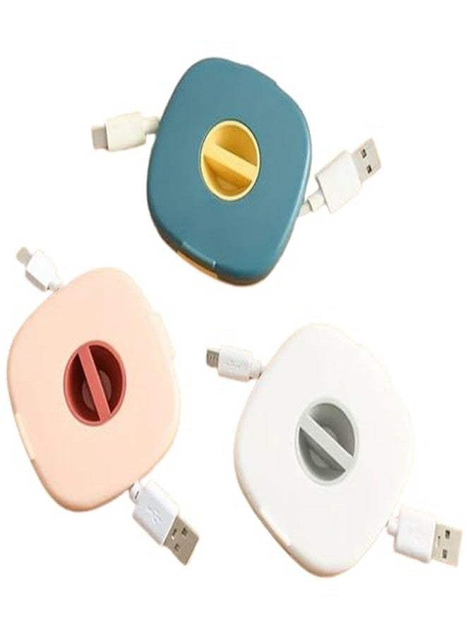 iCare Retractable Cable Organizer Box - Handsfree Cord Winder & Storage Solution, Pack of 3 (Pink) - Image 1