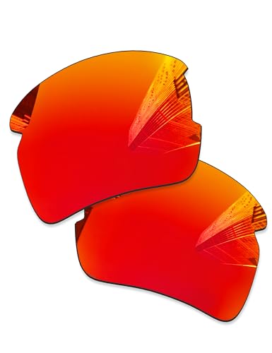 Combine8 2 Pairs Ploarized Replacement Lenses for Oakley Flak 2.0 XL OO9188 Sunglasses - Black + Fire Red - Image 3
