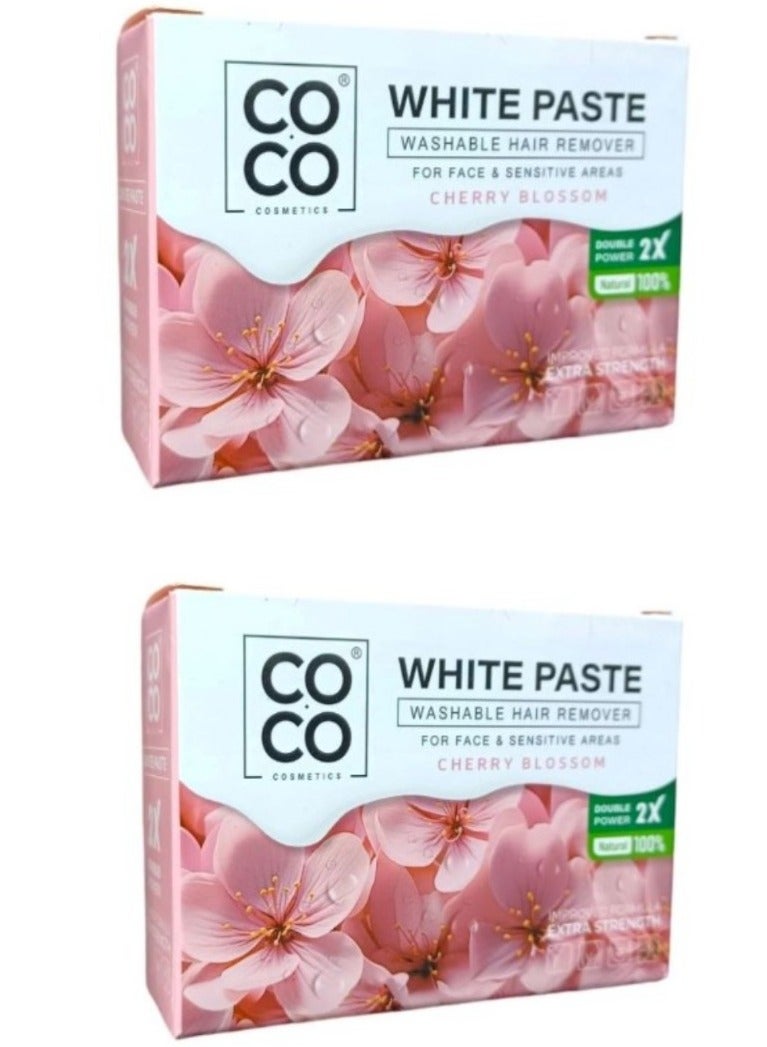 Coco Two Pieces of Coco Cherry Blossom White Paste for Body and Facial Hair Removal 2*100g