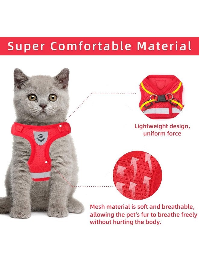 NCMAMA Cat Vest Harness and Small Dog Vest Harness for Walking, All Weather Mesh Harness, Cat Vest Harness with Reflective Strap, Step in Adjustable Harness for Small Cats (Red, XS) - Image 3