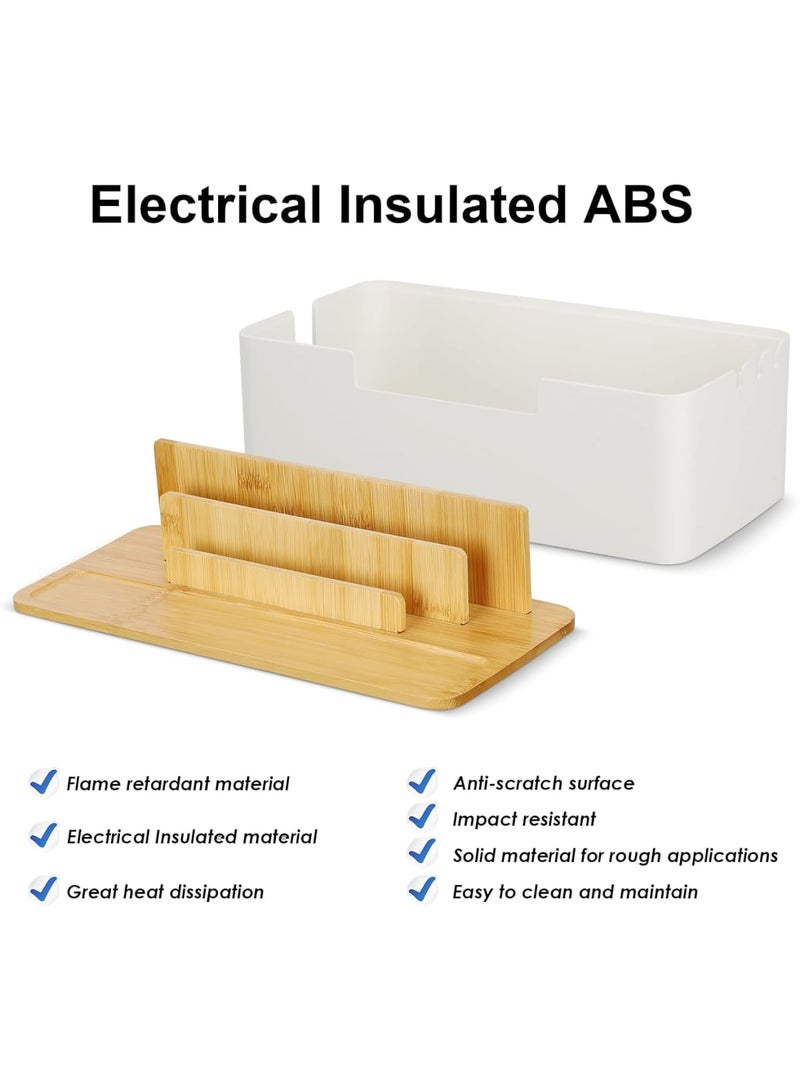 SYOSI Cable Management Box, Desktop Cord Organizer with Dual Purpose Lid for Phones Tablets Smartwatches and Books Durable Cable Tidy Box for Office Home Workspace - Image 5