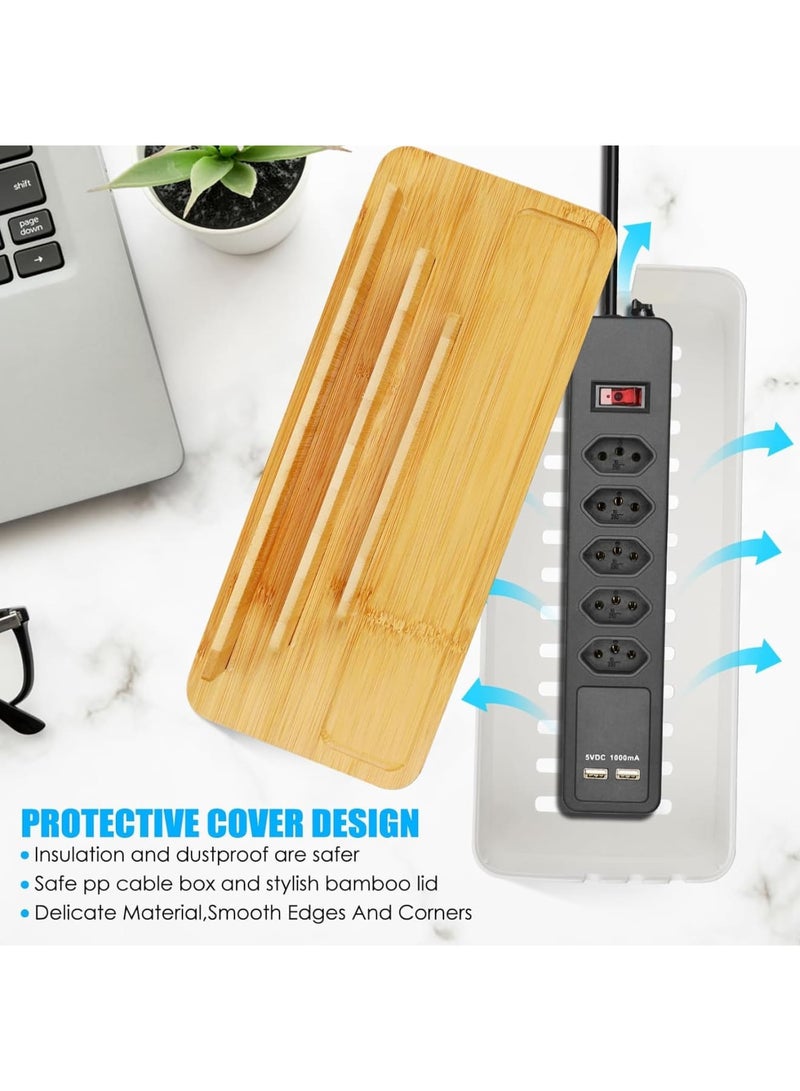 SYOSI Cable Management Box, Desktop Cord Organizer with Dual Purpose Lid for Phones Tablets Smartwatches and Books Durable Cable Tidy Box for Office Home Workspace - Image 3