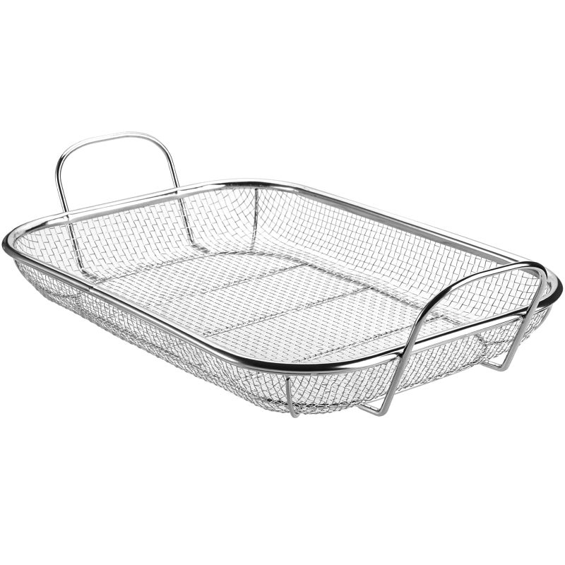 WUWEOT Grill Basket, Vegetable Barbecue Basket, 15" x 11" Stainless Steel Square Wire Mesh Grilling Basket Roasting Pan with Two Handles for Vegetables, Chicken, Meats and Fish - Image 1