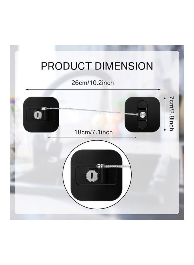 قفل ثلاجة للأطفال مكون من 4 قطع مع 4 مفاتيح لون أسود - Image 2