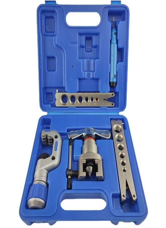 Generic - Copper Tube Flare Expansion Tube Reamer 45 Angle Eccentric Expander Brake Line Flaring Tool Kit Flaring Tool Kit 1/4”-3/4” HVAC Single Flare Tool 45° 45° Eccentric Tube Flaring Tool with Pipe Cutter f - Image 1