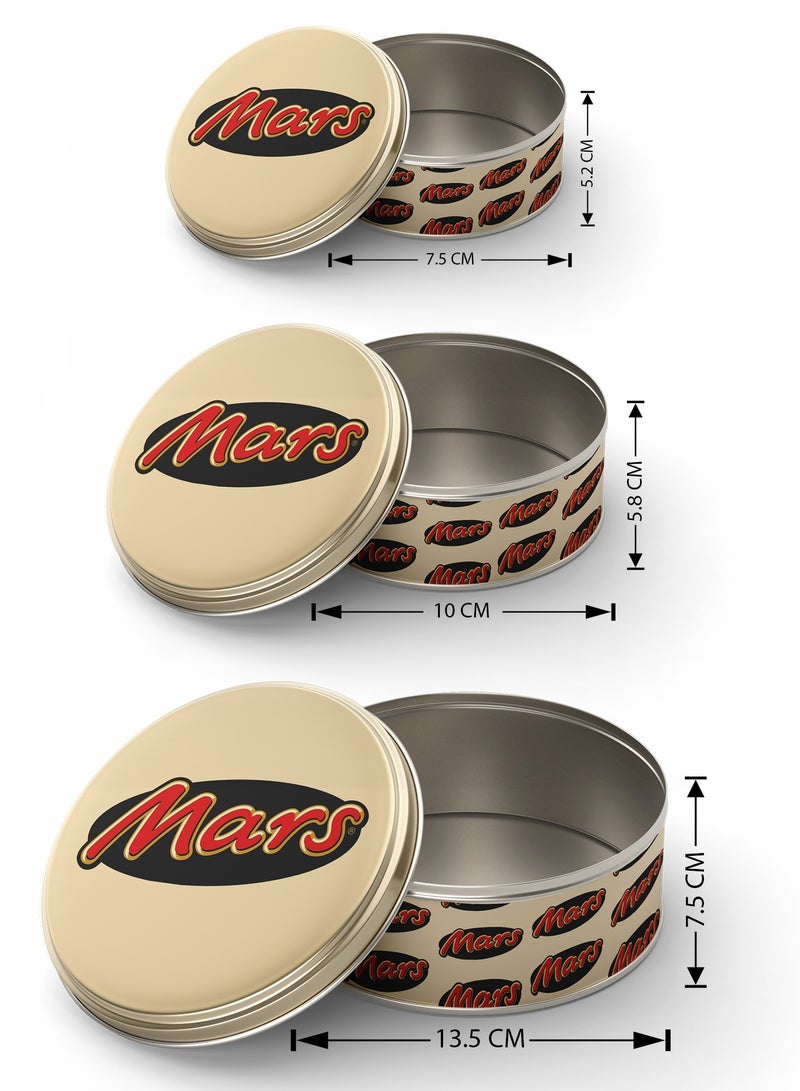 بلان A مجموعة من الصناديق المعدنية لتخزين الكيك والشوكولاتة والبسكويت والطعام. صناديق دائرية بأحجام مختلفة يسهل حملها وتخزينها وقابلة للتكديس، صناديق تخزين البسكويت والمواد الغذائية (Mars) - Image 5