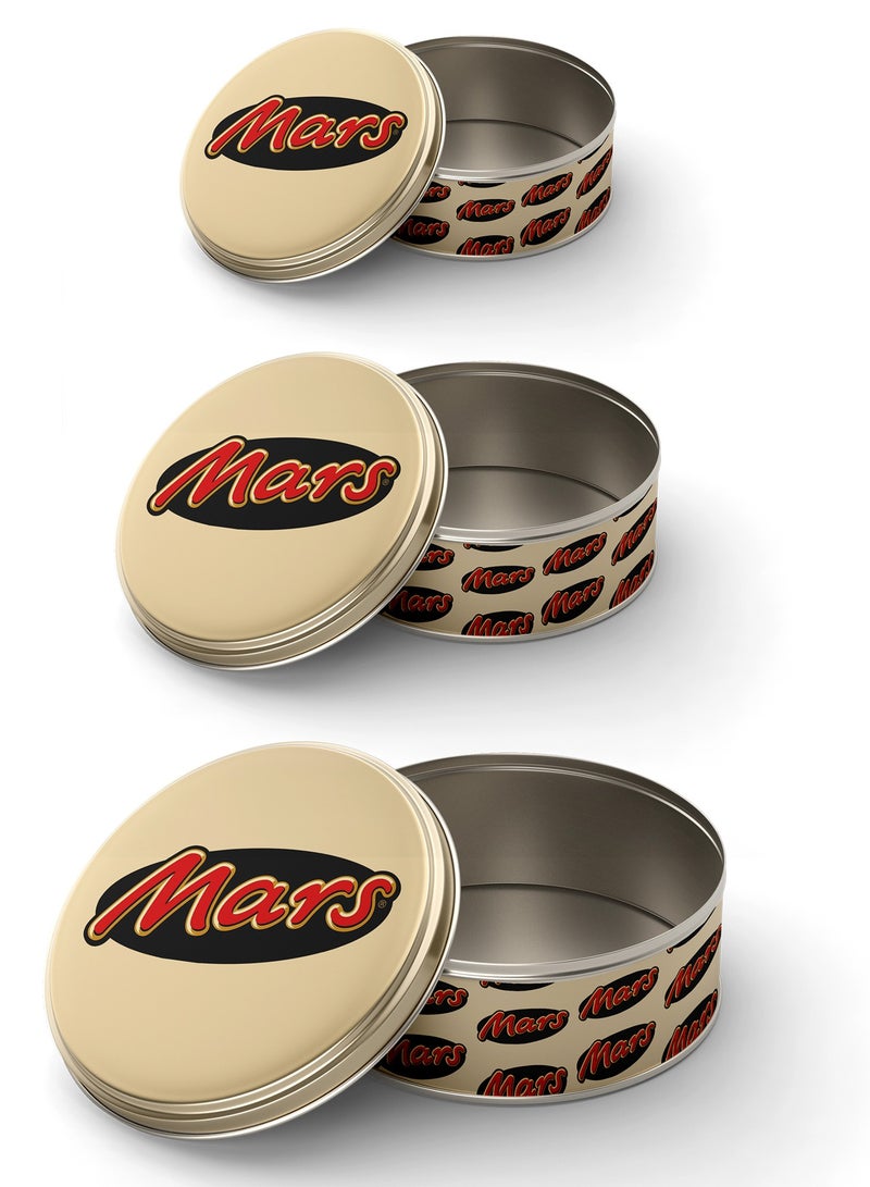 بلان A مجموعة من الصناديق المعدنية لتخزين الكيك والشوكولاتة والبسكويت والطعام. صناديق دائرية بأحجام مختلفة يسهل حملها وتخزينها وقابلة للتكديس، صناديق تخزين البسكويت والمواد الغذائية (Mars) - Image 4