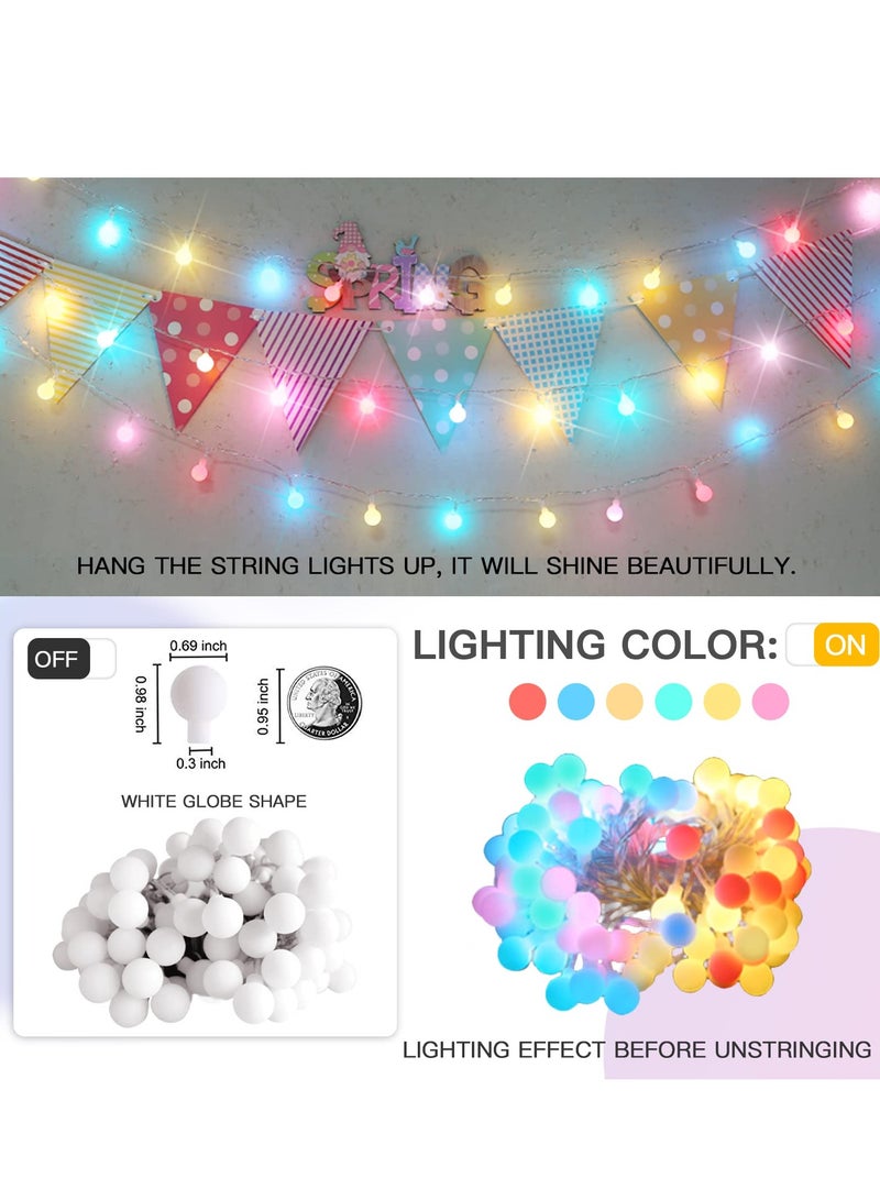 Colorful Globe String Lights, Outdoor Waterproof, 40 LED with Remote, USB for Backyard, Patio, Garden, Party, Bedroom, Classroom (6 Colorful Bulbs) - Image 5