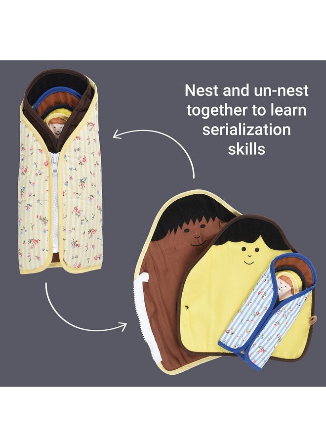 Constructive Playthings Cloth Nesting Dolls For Kids, Learning Toys With Clothing Fixtures Teaches Self-Dressing, Inclusive Diversity Dolls For Social Emotional Play, Toddler Toys For 2 Years & Up  - Image 3