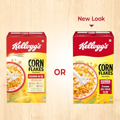 Kellogg's Corn Flakes Original 475g | Power of 5: Energy, Protein, Iron, Calcium, Vitamins B1, B2, B3 & C | Corn Flakes, Breakfast Cereal | Naturally Cholestrol Free - Image 2