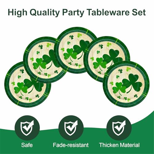 Aixuler St Patrick's Day 40Pcs Disposable Paper Plates,Including 20pcs 9" and 20pcs 7" Plates,Strong and Sturdy Disposable Plates for St Patrick's Day Party, Dinner, Holiday, Picnic,Dinner Table, Wedding - Image 3