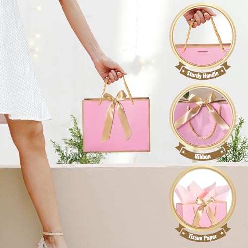 DOYIDE 30 Pcs Thank You Gift Bags with Tissue Paper, 9x7x3.1in Paper Gift Bags with Handles, Gift Wrap Bags with Bow Ribbon for Wedding Birthday Baby Shower Bridesmaid Party - Image 4