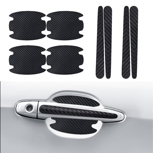 Tecledsn 8PCS Car Door Handle Scratch Protectors Carbon Fiber Car Door Handle Cover Anti Scratch Car Stickers Universal Car Door Handle Paint Guard Cover Door Handle Cup Protective Film for Vehicles Black - Image 1