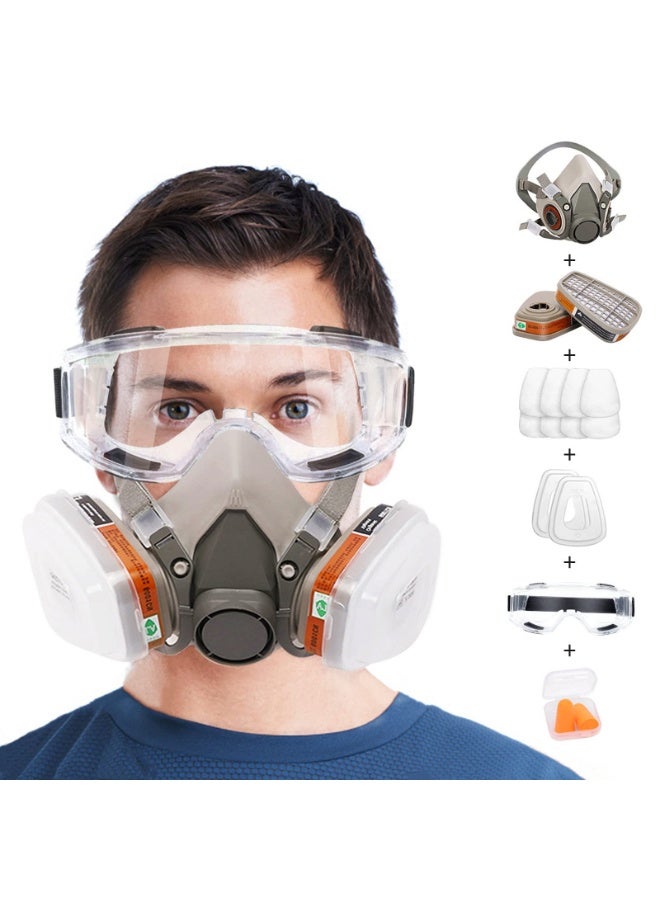 WALALLA Half Facepiece Cover Set For Gas Respirator Painting Welding Woodworking and Other Work Protection, Against Dust Organic Vapors Pollen and Chemicals - Image 1