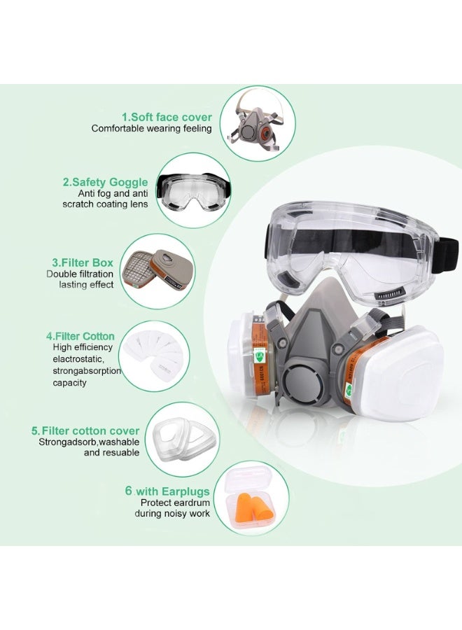 WALALLA Half Facepiece Cover Set For Gas Respirator Painting Welding Woodworking and Other Work Protection, Against Dust Organic Vapors Pollen and Chemicals - Image 2