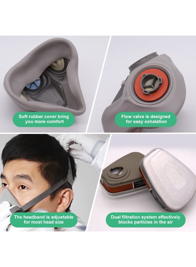 WALALLA Half Facepiece Cover Set For Gas Respirator Painting Welding Woodworking and Other Work Protection, Against Dust Organic Vapors Pollen and Chemicals - Image 4