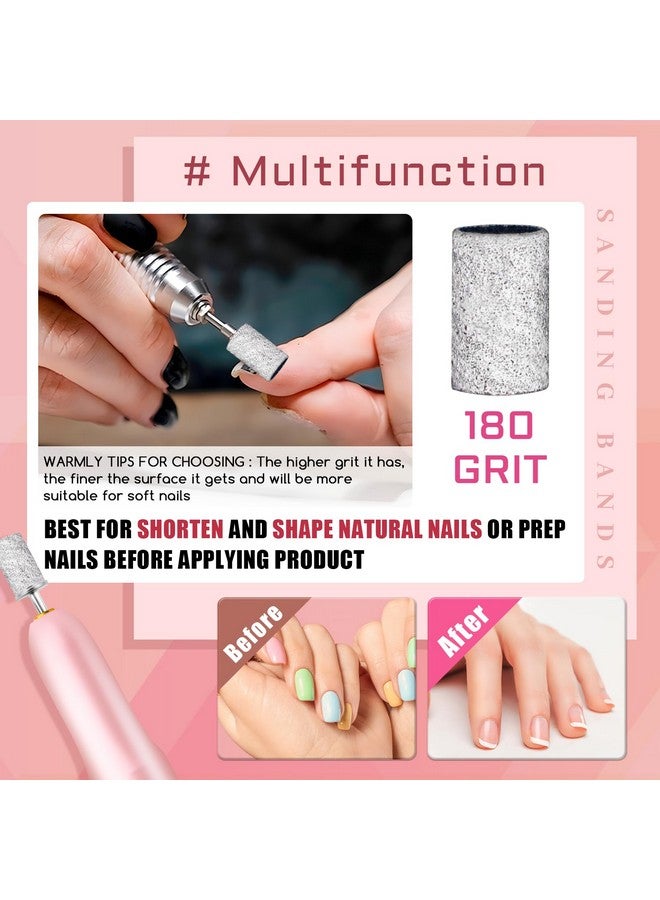 BLESWIN 200Pcs Nails Sanding Band, 180 Grit Zebra Sanding Band for Nail Drill Fine Grit Sanding Bands with 3/32” Nail Sanding Bit for Natural, Gel Nail, Sand Band 180 Grit Set for Manicure & Pedicure - Image 2