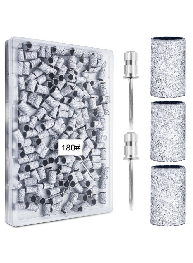 BLESWIN 200Pcs Nails Sanding Band, 180 Grit Zebra Sanding Band for Nail Drill Fine Grit Sanding Bands with 3/32” Nail Sanding Bit for Natural, Gel Nail, Sand Band 180 Grit Set for Manicure & Pedicure - Image 1