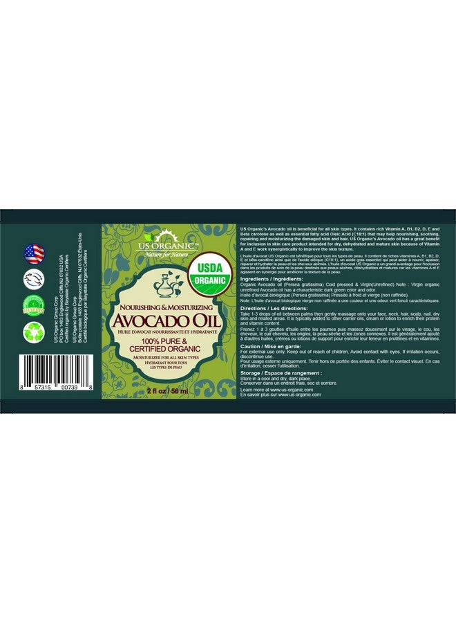 US Organic S Organic Avocado Oil Unrefined Virgin Usda Certified Organic 100% Pure & Natural Cold Pressed In Amber Glass Bottle W/Glass Eye Dropper For Easy Application (2 Oz (Small)) - Image 3