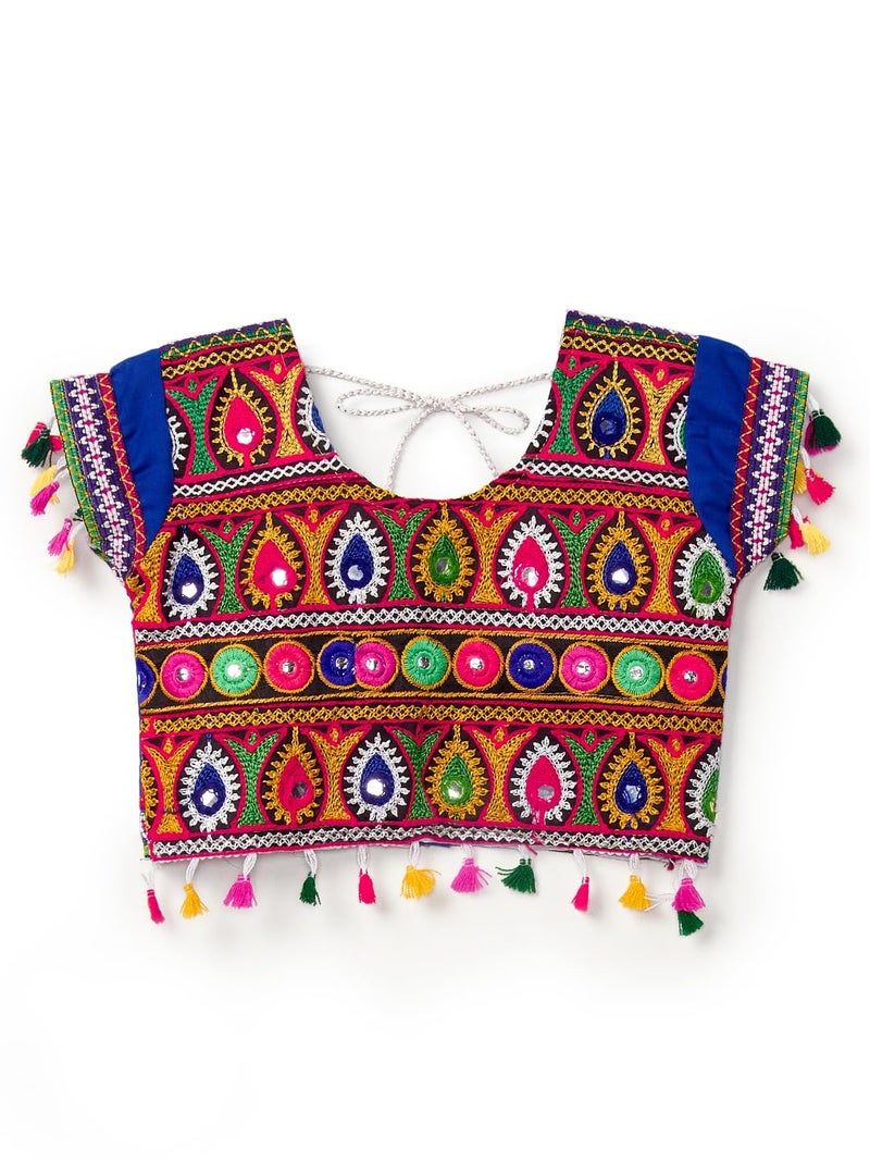 Banjara India Kutchi Emboidered Girls Chaniya Choli with Dupatta (CC DROP) - BLUE (12 (6-12 Months)) - Image 2