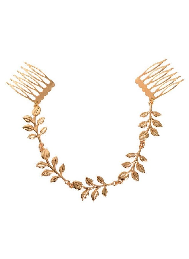 2Pcs Fashion Ladies Athena Olive Branch Tassel Leaf Chain Clips Barrettes Bobby Pin Hair Clips Bride Headwear Edge Clip Clamps Cuff Boho Headbands (Tassel Leaf)