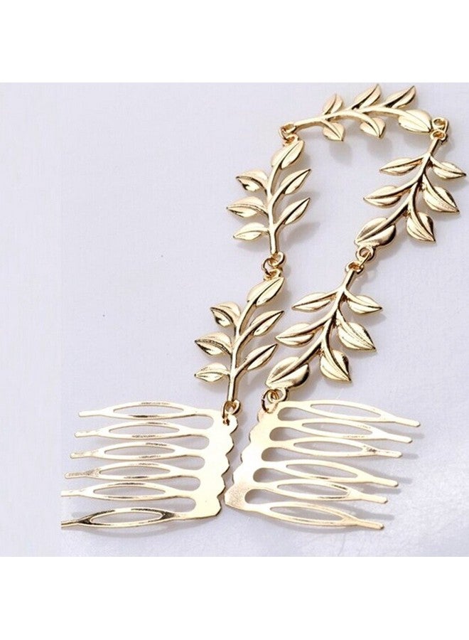 2Pcs Fashion Ladies Athena Olive Branch Tassel Leaf Chain Clips Barrettes Bobby Pin Hair Clips Bride Headwear Edge Clip Clamps Cuff Boho Headbands (Tassel Leaf)