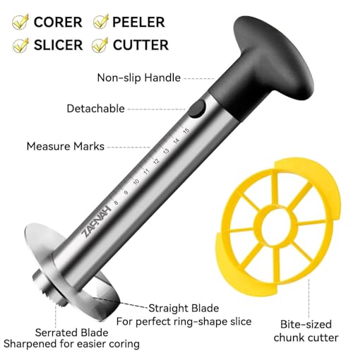 ZAFNAH Pineapple Corer and Slicer Tool, Pineapple Cutter and Corer, Stainless Steel Pineapple Peeler, Easy Pineapple core remover decorer, Eye Removal Tool, Pelador De Piña (Black with Measure marks) - Image 4