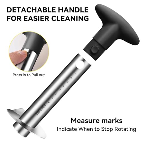 ZAFNAH Pineapple Corer and Slicer Tool, Pineapple Cutter and Corer, Stainless Steel Pineapple Peeler, Easy Pineapple core remover decorer, Eye Removal Tool, Pelador De Piña (Black with Measure marks) - Image 3