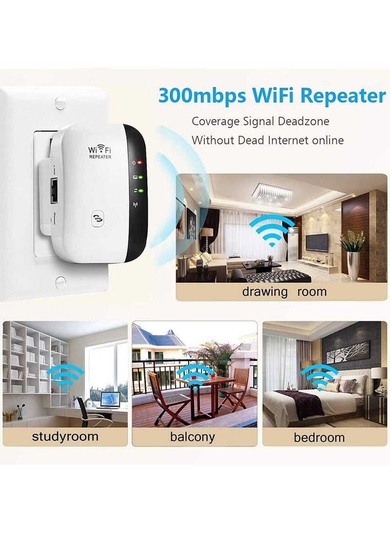 VKL - WiFi Extender, Network Range Booster, 2.4G Internet Amplifier Fibre Extender, 300Mbps Repeater Wireless Signal Blast, Full Coverage Network Booster Supports Repeater/AP - Image 1