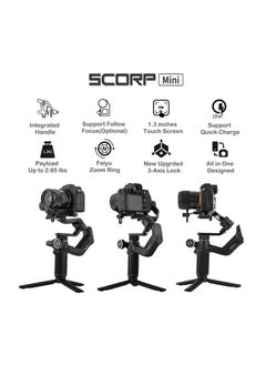 FeiyuTech FeiyuTech Scorp Mini 3-Axis All In One Gimbal Stabilizer For Mirrorless Camera With Short Lens, Compact Cameras, Action Camera Gopro, 54-88mm Width IPhone 15 Pro, 1.3" Touch Screen, 2.6lbs Payload  - Image 5