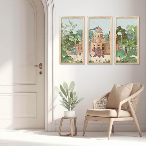 walllane Pichwai Painting for wall Decoration |Traditional Indian Art Wall Décor Paintings | Traditional Indian Art Pichwai Wall Décor Paintings set of 3 (10x19 inch, C) - Image 5