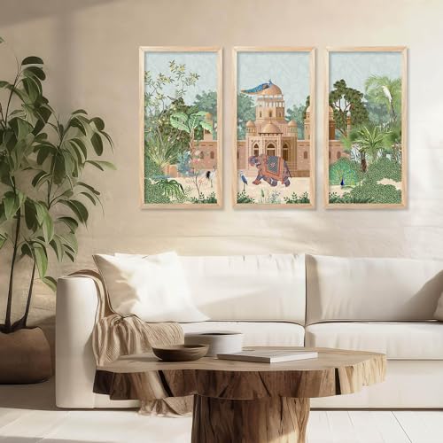walllane Pichwai Painting for wall Decoration |Traditional Indian Art Wall Décor Paintings | Traditional Indian Art Pichwai Wall Décor Paintings set of 3 (10x19 inch, C) - Image 4