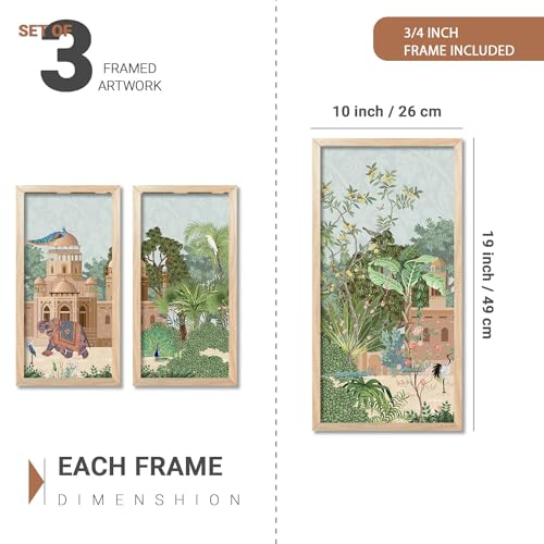 walllane Pichwai Painting for wall Decoration |Traditional Indian Art Wall Décor Paintings | Traditional Indian Art Pichwai Wall Décor Paintings set of 3 (10x19 inch, C) - Image 2