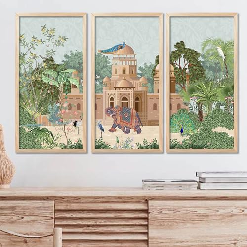 walllane Pichwai Painting for wall Decoration |Traditional Indian Art Wall Décor Paintings | Traditional Indian Art Pichwai Wall Décor Paintings set of 3 (10x19 inch, C) - Image 1