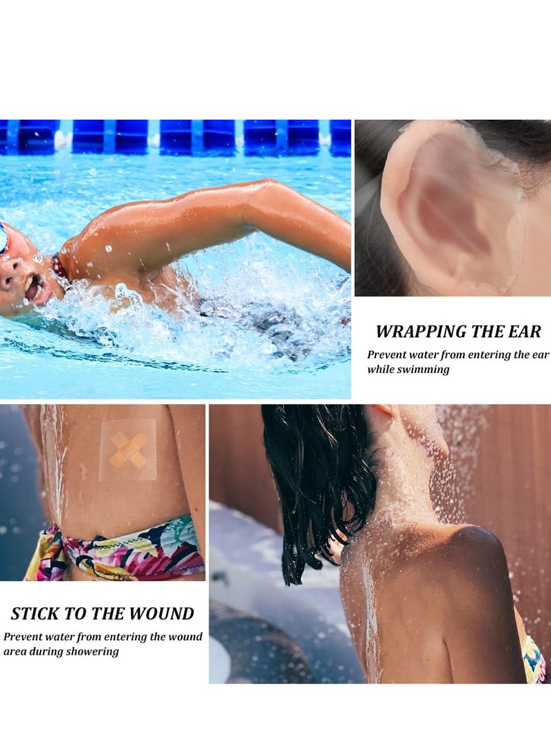 لصقات مقاومة للماء للاستحمام، 30 قطعة لاصقة شفافة، مقاومة للماء وواقية للوشم، 2x3.1 بوصة - Image 5